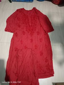 Red Chicken Kari Kurta Set