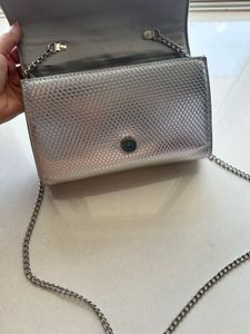 Silver Metallic Textured Clutch