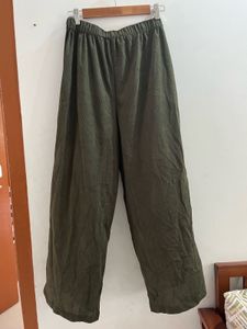 Olive Green corduroy Wide Leg Pants