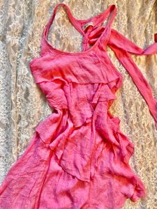 Chic Pink tiered  Ruffle y2k fairy core Dress