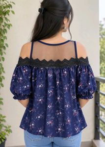 Cute Floral Cold Shoulder Top