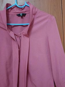 Elegant Pink Blouse with Neck Tie