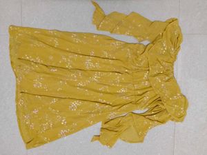 Yellow Off-Shoulder Ruffle Dress