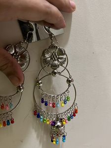 Long Oxidised Jhumkas Multicolour