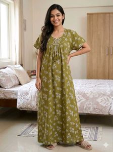 Floral Print Cotton Nightgown