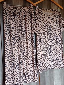 Leopard Print Two-Piece co - cord set & night suit