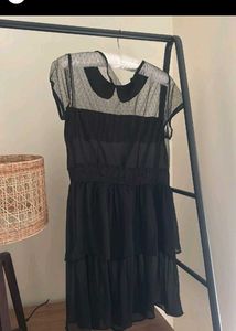 ZARA Chic Black Ruffled Tiered Mini Dress