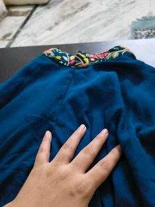 Embroidered Teal Blouse with plazo set