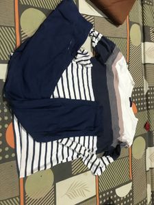Striped Top and Navy Pants Set