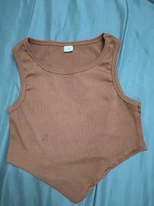 Brown Sleeveless Crop Top