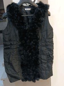 Fur Trimmed Black Vest