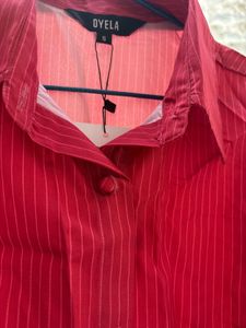 OYELA Pink Striped Button-Up Top