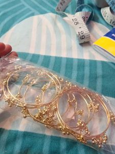 Gold Tone Charm Bangles Set