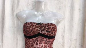Leopard Print Tube Top with Black Shorts