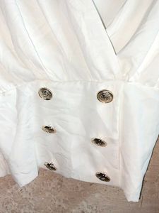 Elegant Crop Wrap Blouse with Gold Buttons