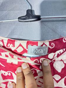 Boho Red &amp; White Patterned Pants