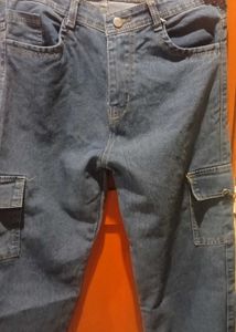 women's Blue Cargo Jeans