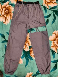 Shein Ankle Length Thigh Cut Out Joggers With Chai