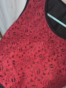 Maroon &amp; Black Lace Dress