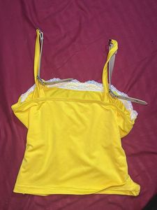 Yellow Buckle Strap Crop Top