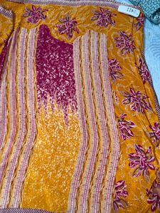 Beautiful Mustard &amp; Maroon Saree