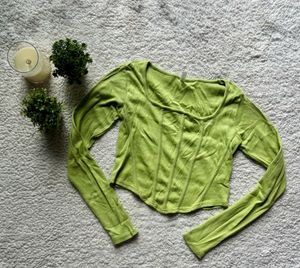 Lime Green Long Sleeve Corset Top