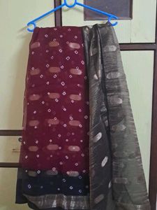 Elegant Maroon Saree with Black Border
