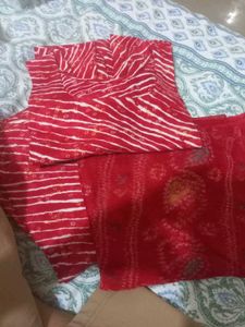 Red Bandhani Print salwar suit