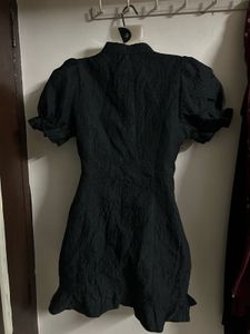 Chic Black Textured Mini Dress