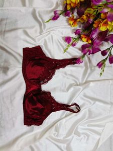 🇳🇿💫🎀 silky satin marron Lace Trim Bra