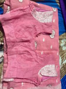 Pink Cotton Saree with Blouse