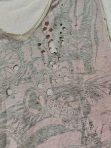 Distressed Graphic Print V-Neck Tee