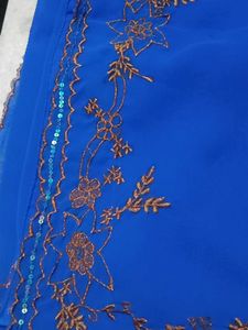 Royal Blue Embroidered Saree