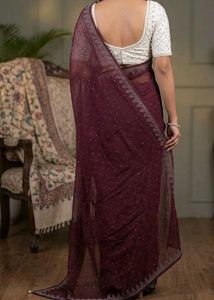 Elegant Burgundy Saree