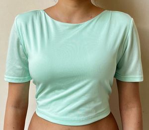 Mint Green Backless Cropped T-Shirt