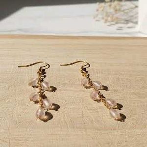 Elegant Dangle Earrings with Rose Quartz Beads
