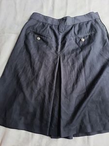 Dark Blue Pleated Midi Skirt