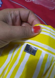 Yellow Striped Midi Dress