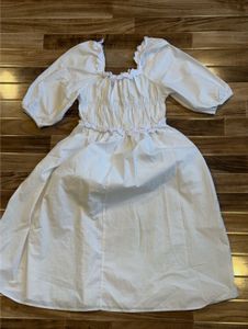 White Cottagecore Midi Dress