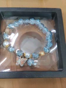 Blue Beaded Bracelet with Butterfly Charm