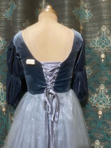 Elegant Velvet Blue Gown