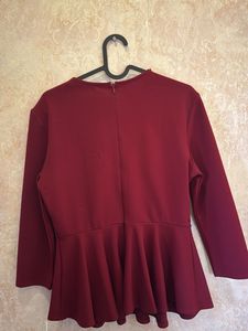 Chic Maroon Peplum Top