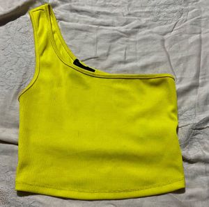 Forever 21 Neon Yellow One-Shoulder Top