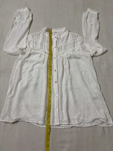 Sheer White Swiss Dot Blouse