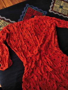 Vibrant Red Printed Anarkali Gown