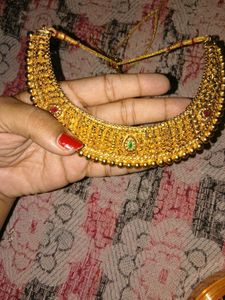 Gold Necklace and Earrings Set with mangatika