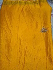 Yellow Embroidered Silk Saree
