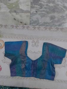 Stunning Blue Printed Silk Blouse with lining