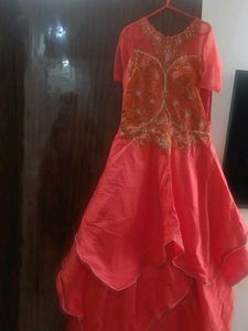 Stunning Orange Ethnic Gown