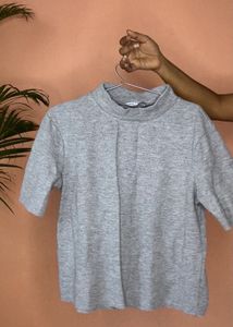 Grey Mock Neck Top